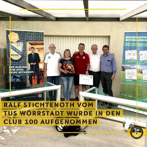 Ralf Stichtenoth ist in den Club 100 aufgenommen worden