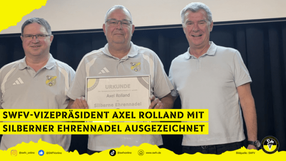  Silberne Verbandsehrennadel des SWFV für Axel Rolland