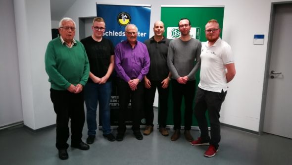 Der neue Kreis-Schiedsrichter-Ausschuss Mainz-Bingen: Hans Philippi, Dejan Ilic, Heinz Krollmann, Dr. Patrick Amrhein, Hüseyin Dogan und Lukas Sudowe (von links). Heinz Krollmann neuer Kreis-Schiedsrichter-Obmann