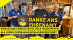 Bildunterschrift v.l.n.r.: Kreisvorsitzender Klaus Schneider, Konstanze Christian, Vereinsvorsitzender Thomas Bernhart und Kreisehrenamtsbeauftragter Andreas Gödtel Junge Fußballheldin Konstanze Christian