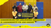 v.l.n.r. Daniel Rosar Mitglied Kreisjugendausschuss (KJA), Andres Schmitz Vorsitzender KJA, Jens Krieger, Axel Rolland, Volker Schwinn stv. Kreisvorsitzender