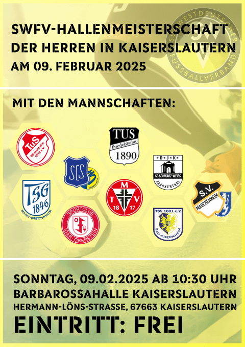 Ankündigungsplakat der SWFV Hallenmeisterschaft