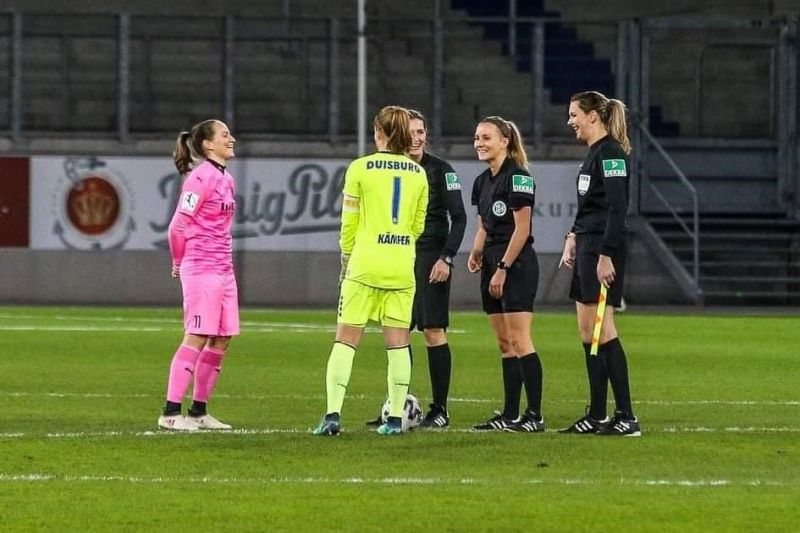 Fabienne Michel beim Spiel der Frauen-Bundesliga zwischen dem MSV Duisburg und der SGS Essen Fabienne Michel
